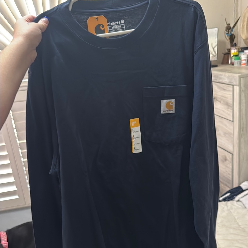 Carhartt Men's Navy Long Sleeve Shirt